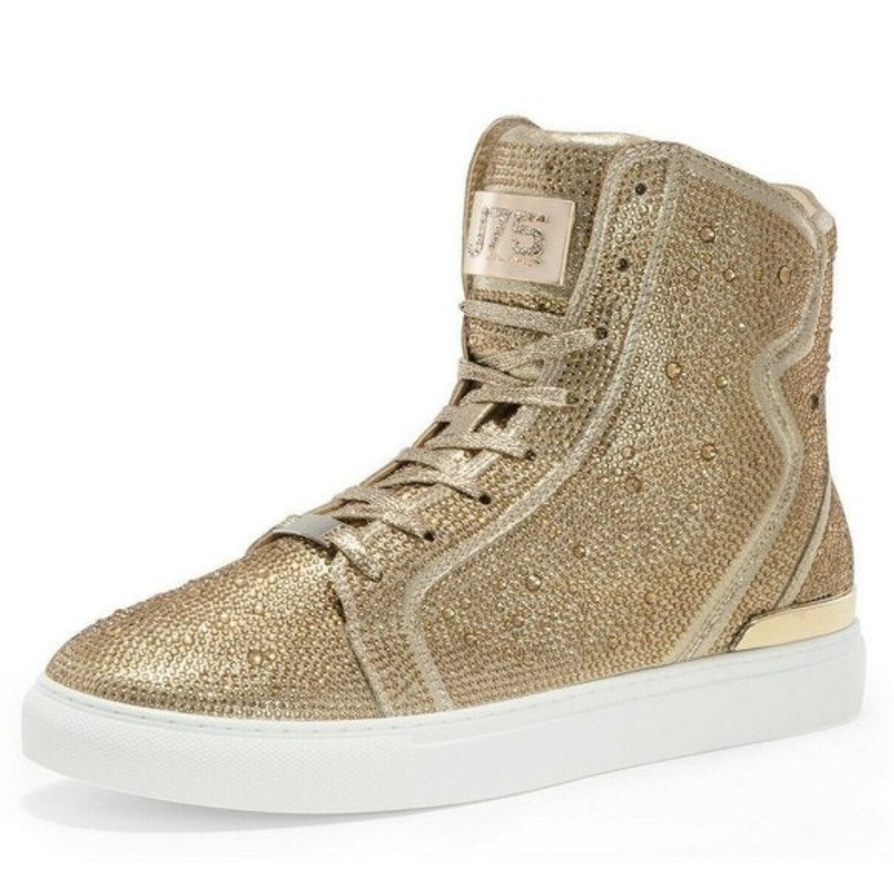 Men's J75 by Jump Sestos Gold All Over Jewel High Top Fashion Sneakers